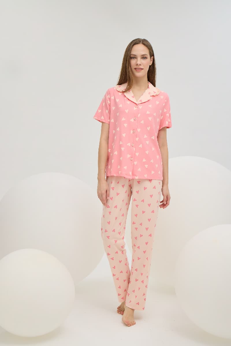 16394 Kadın Düğmeli Pijama Takım