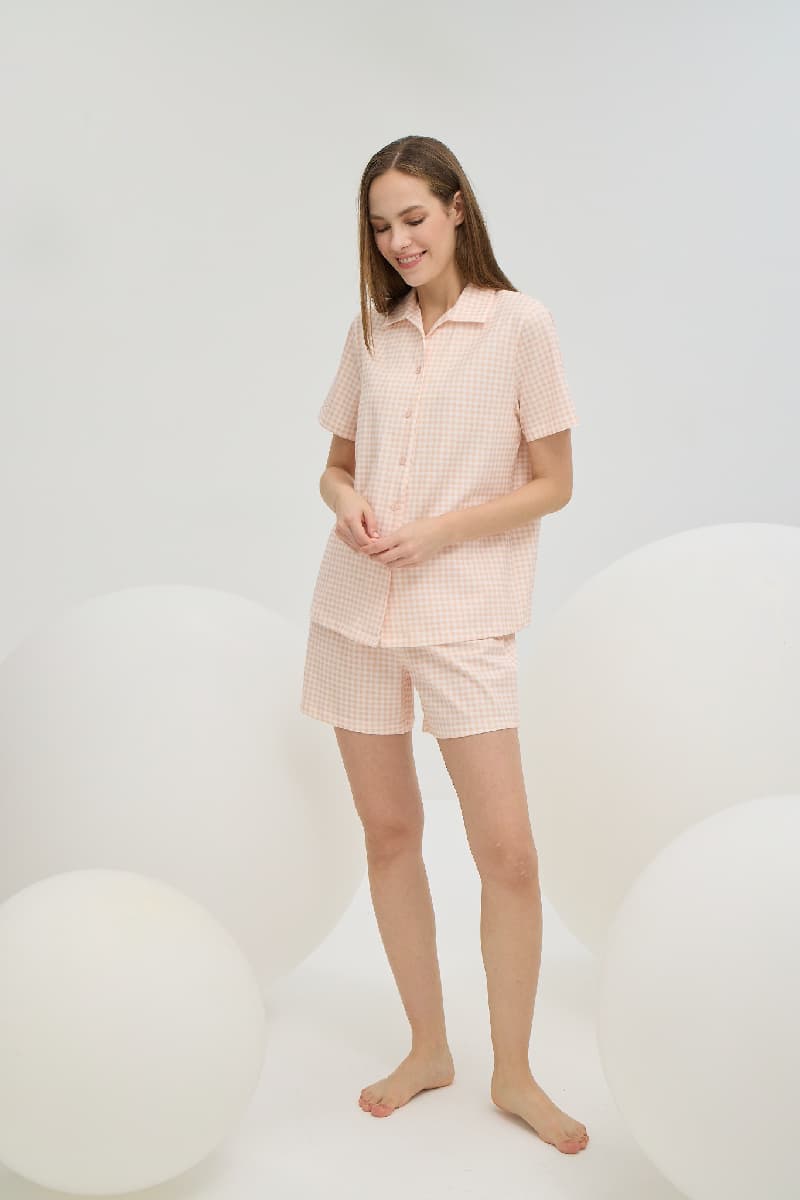 16431 Kadın Düğmeli Şort Takım