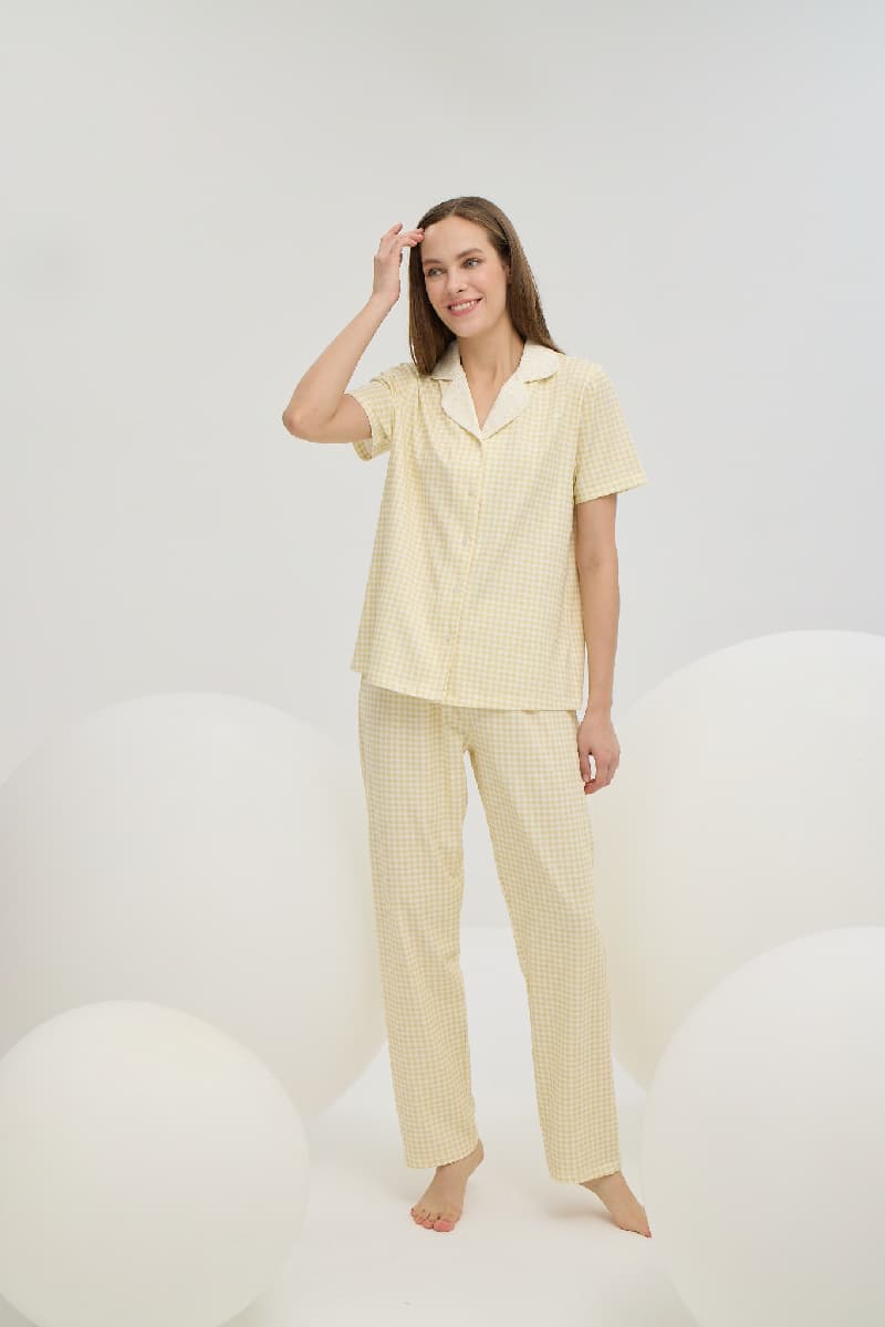 16574 Kadın Düğmeli Pijama Takım