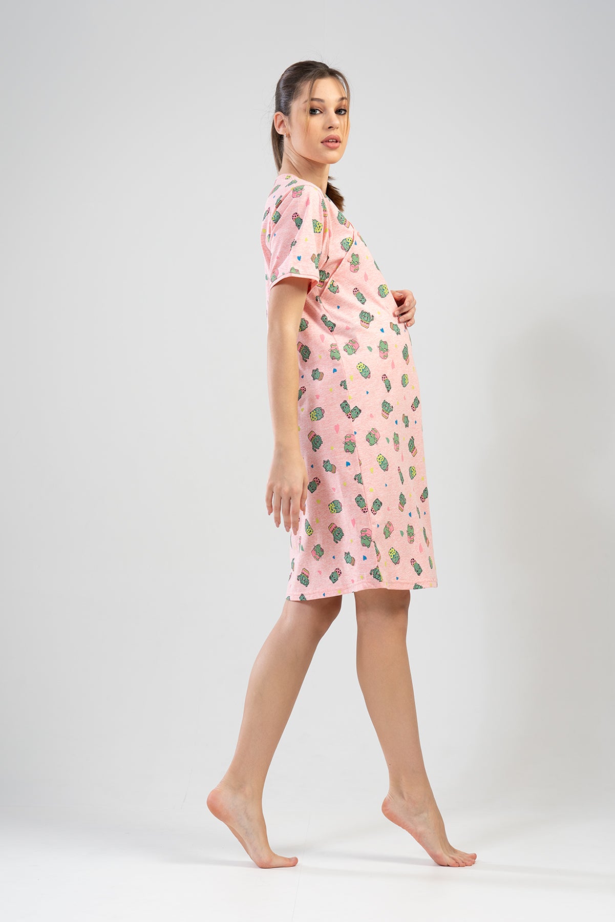 BAYAN P.SUPREM CIFT PATLI KISA KOL ETEGI OVAL HAMILE TUNIK