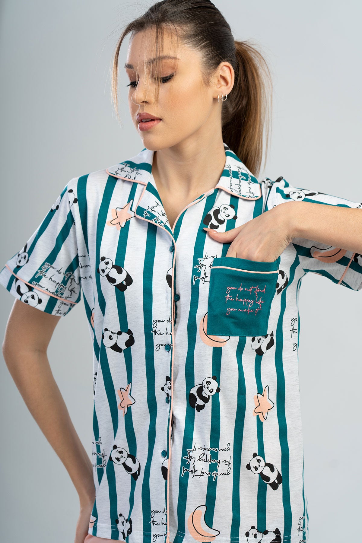 Woman Supreme Shirt Collar Short Set