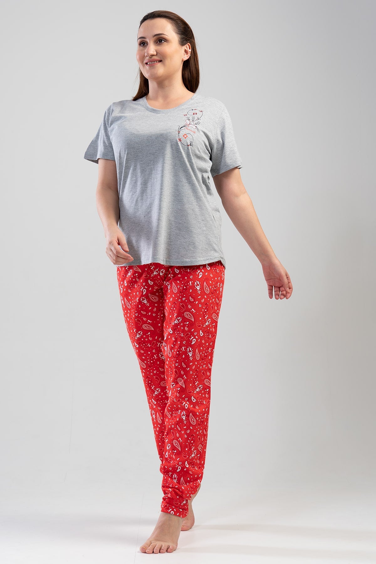 BAYAN P.SUPREM XXL O YAKA KISA KOL ETEGI OVAL PIJAMA TK