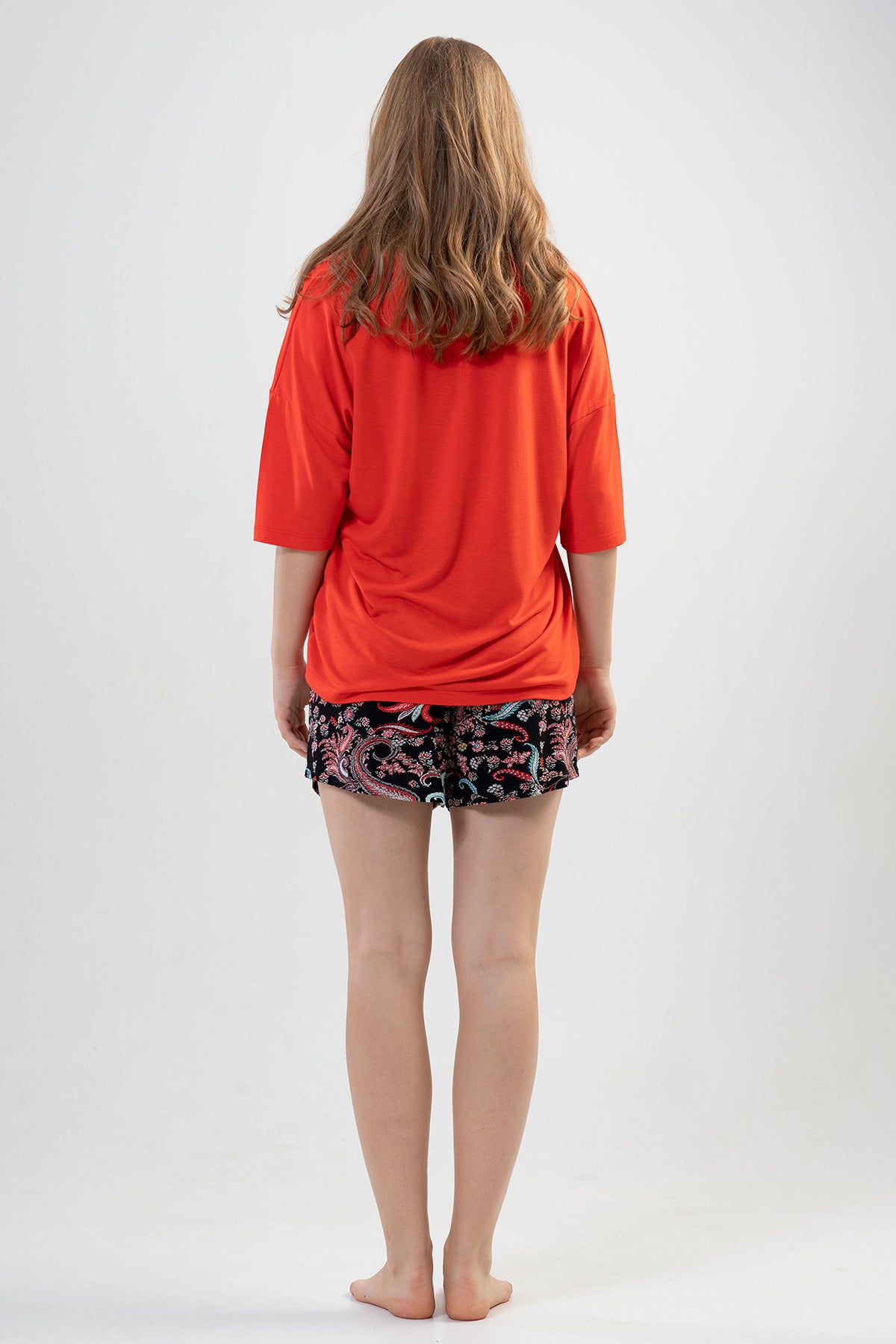 BAYAN LYC WORTEKS V YAKA DUSUK OMUZLU KISA KOL ETEGI OVAL SORT TAKIM