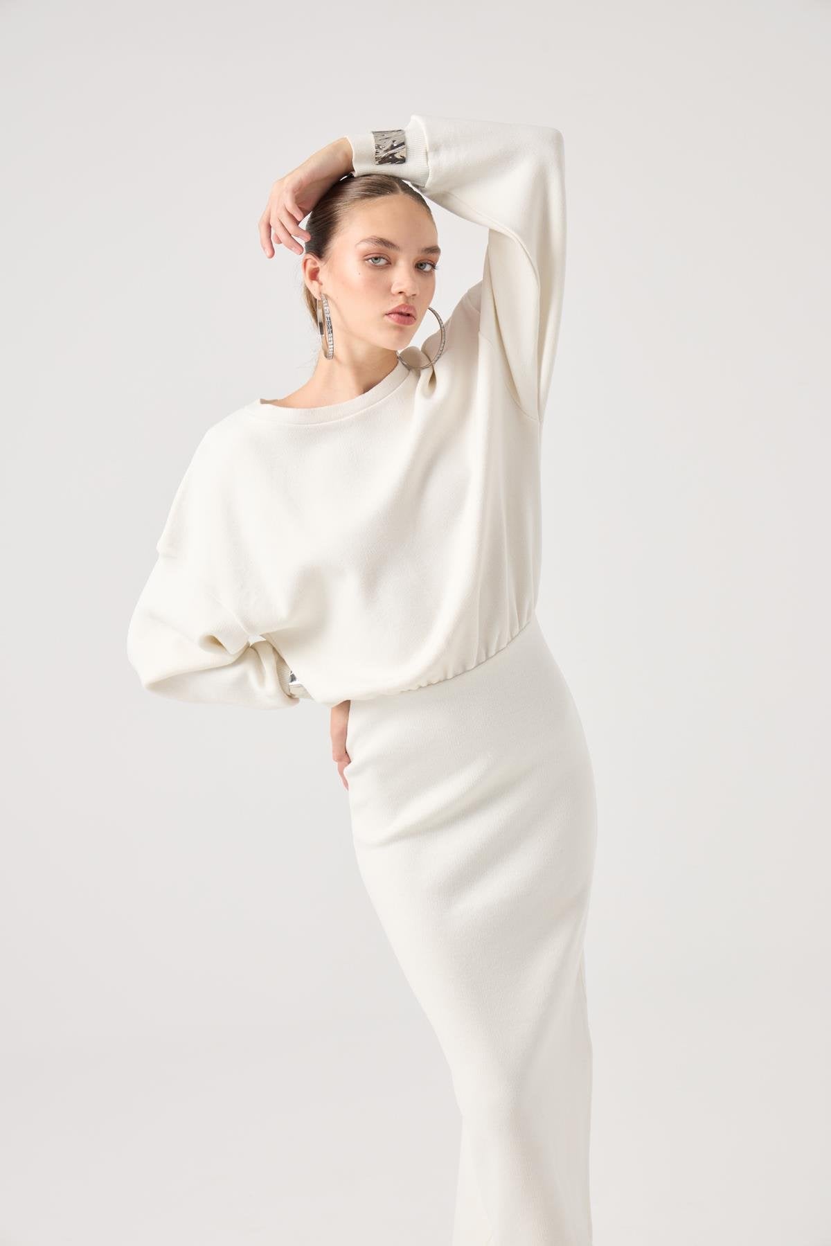 Jacey Triko Elbise Beyaz