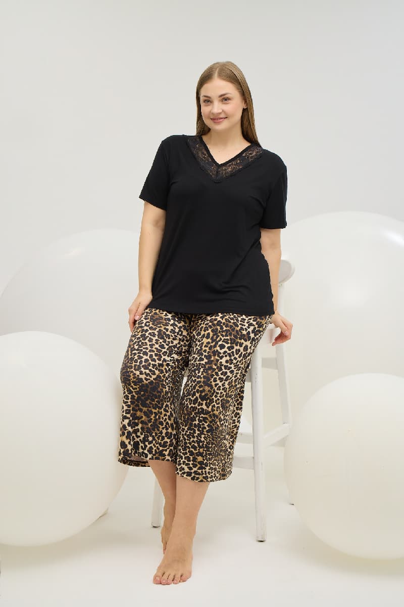 16851 KADIN BIG SIZE KISA PİJAMA TAKIM