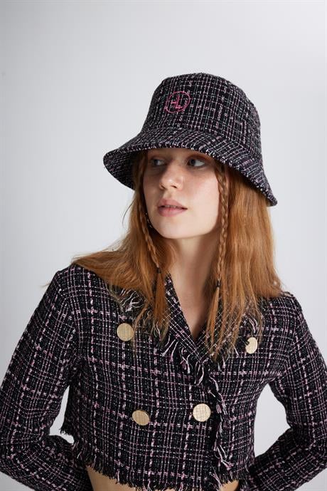 Tweed Bucket Şapka Siyah Siyah STD