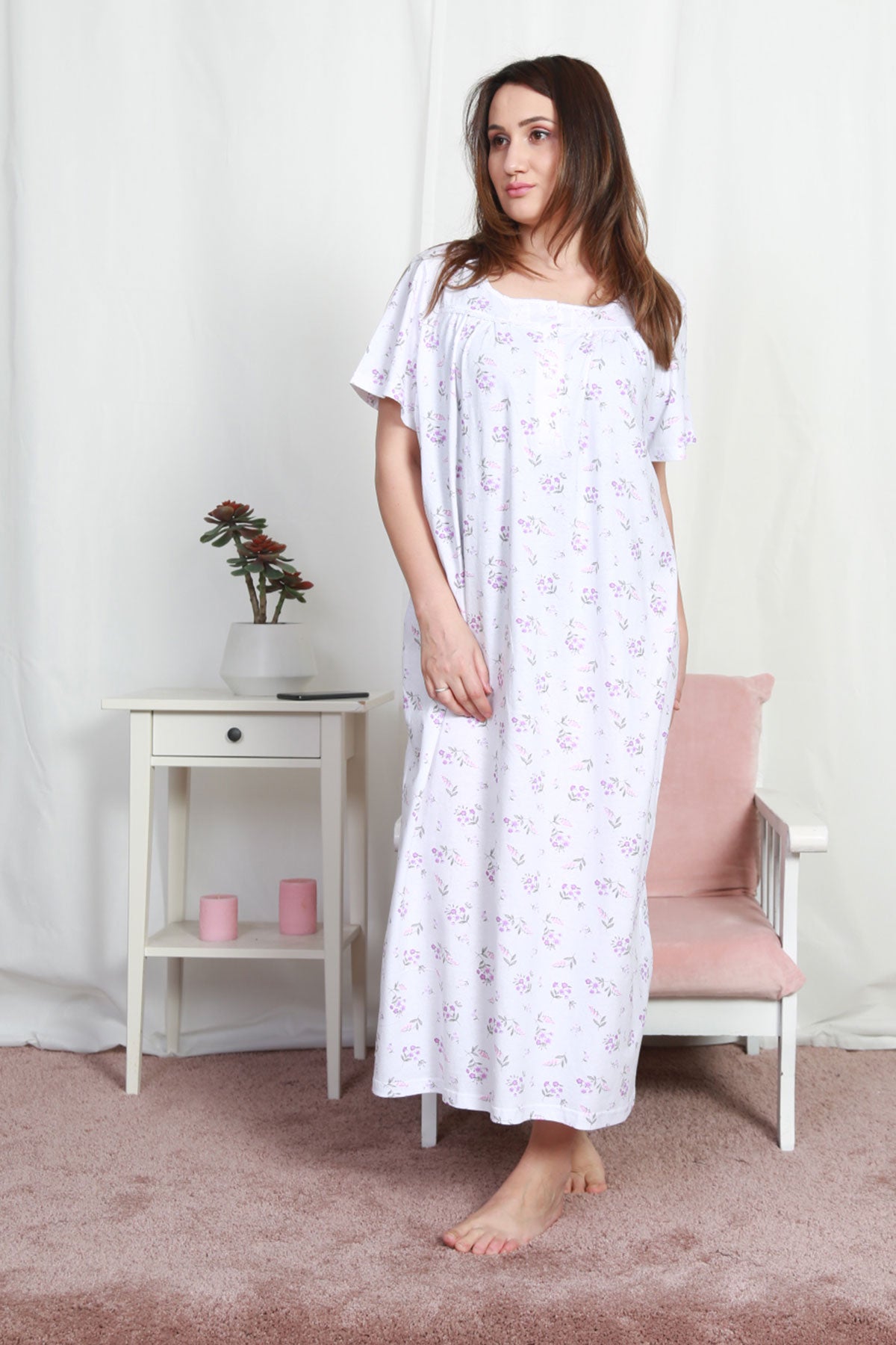 Woman Supreme Big Size Grandma Basic Nightgown