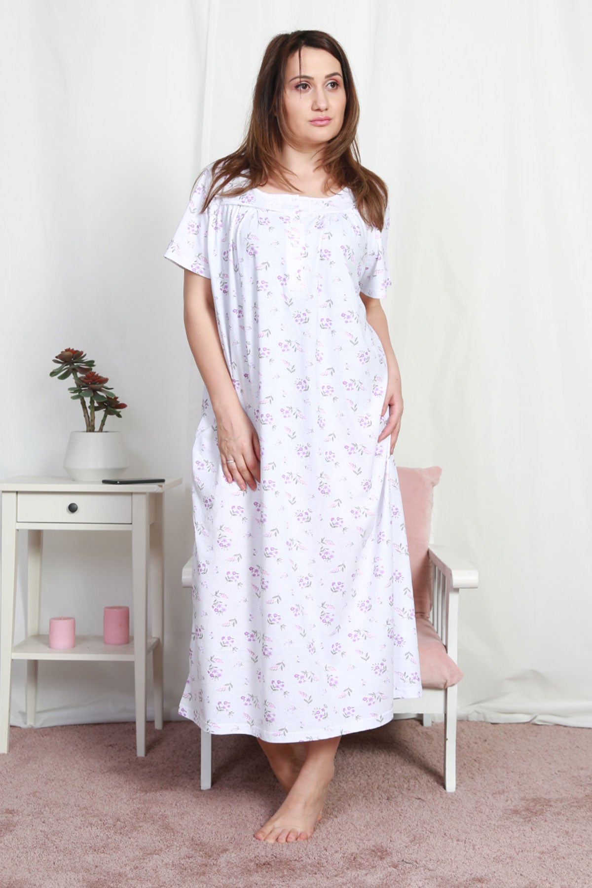 Woman Supreme Big Size Grandma Basic Nightgown
