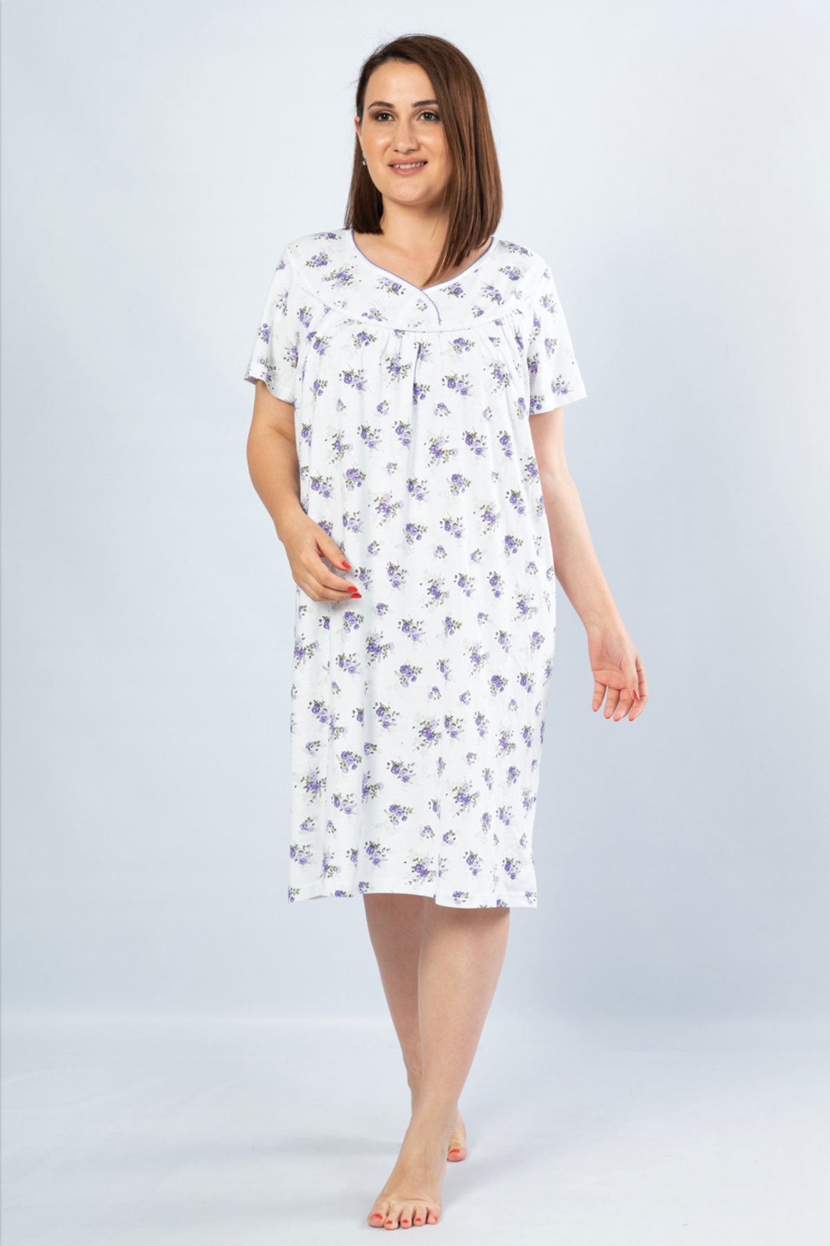 Woman Grandma Herba Short Sleeve Nightgown