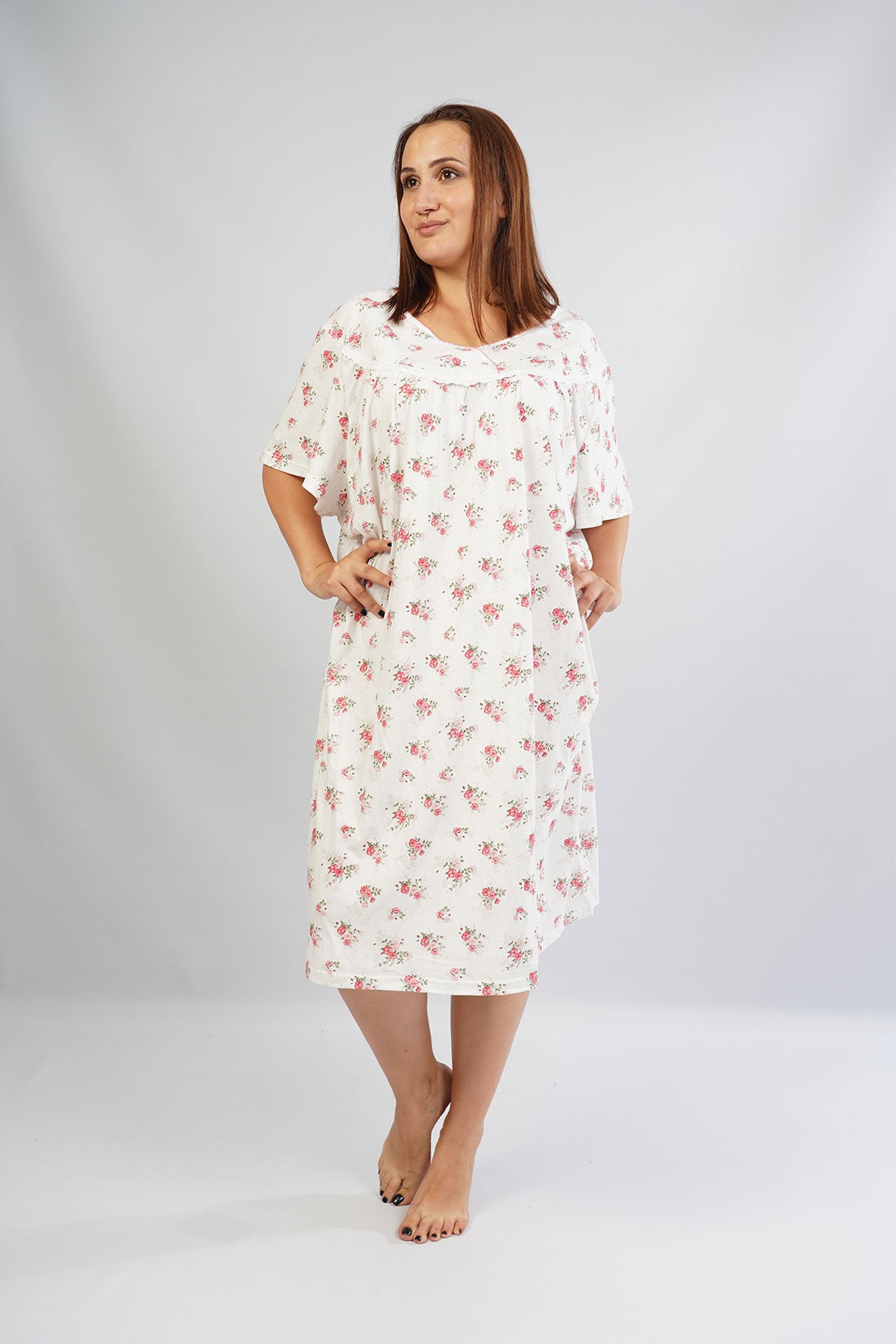 Woman Grandma Herba Short Sleeve Nightgown