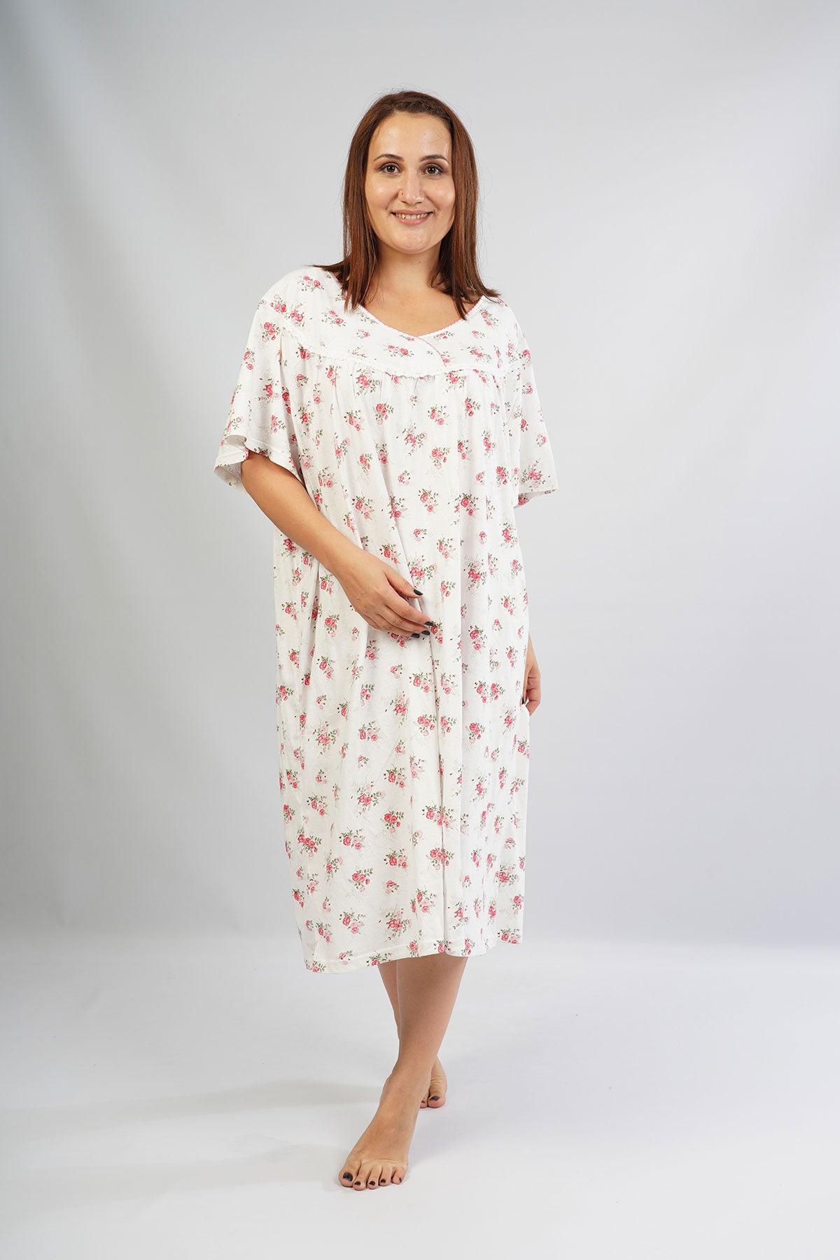 Woman Grandma Herba Short Sleeve Nightgown