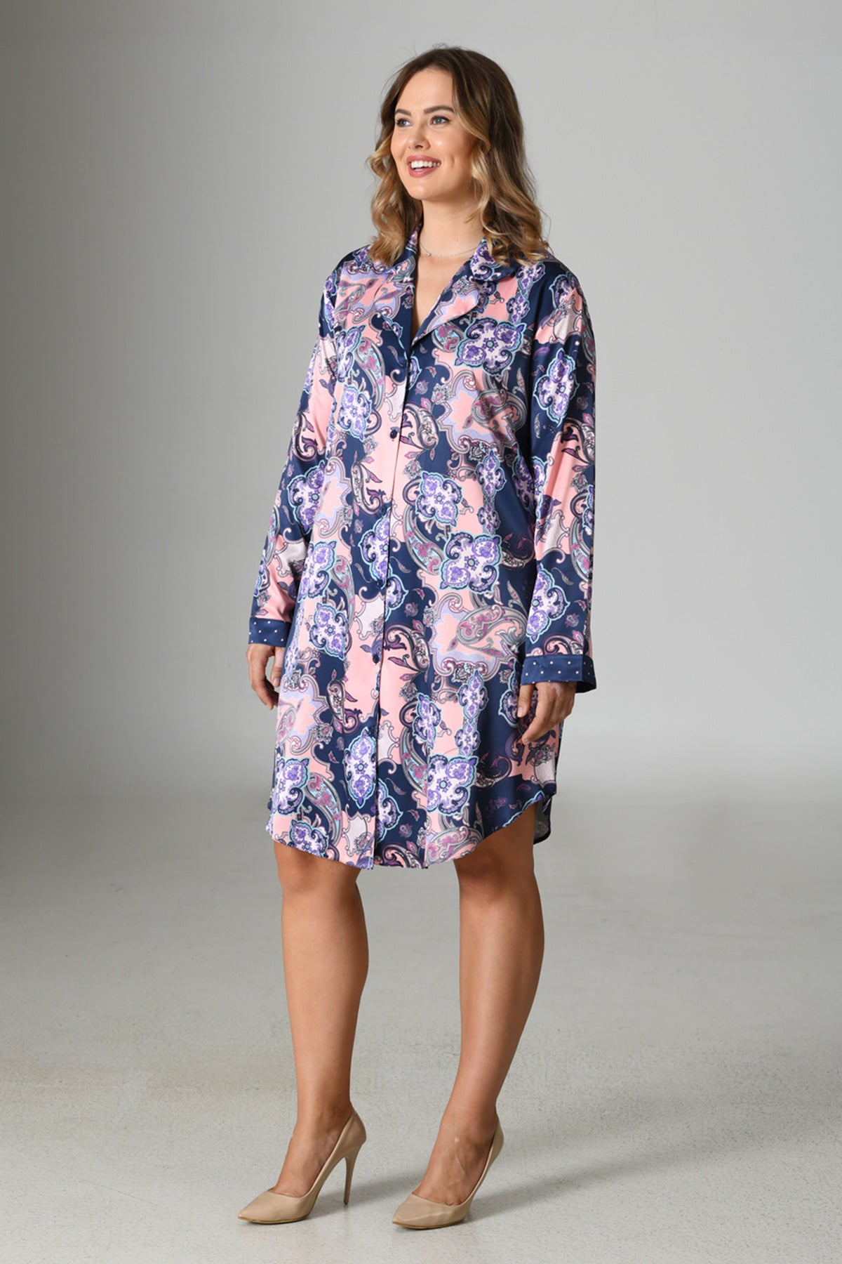 SATEN - GÖMLEK GECELİK BASKILI LYC