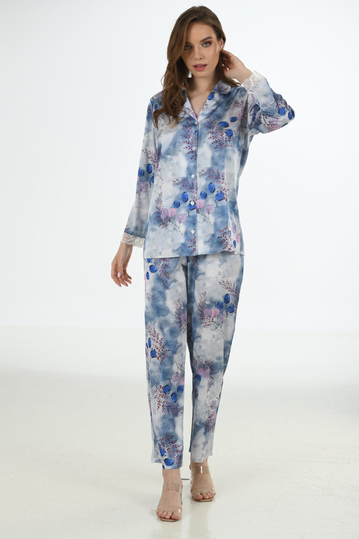 KADIN PİJAMA TK  SATEEN  %95 POLYESTER %5 ELASTANE