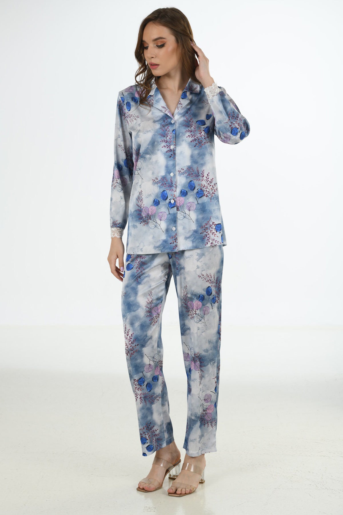 KADIN PİJAMA TK  SATEEN  %95 POLYESTER %5 ELASTANE