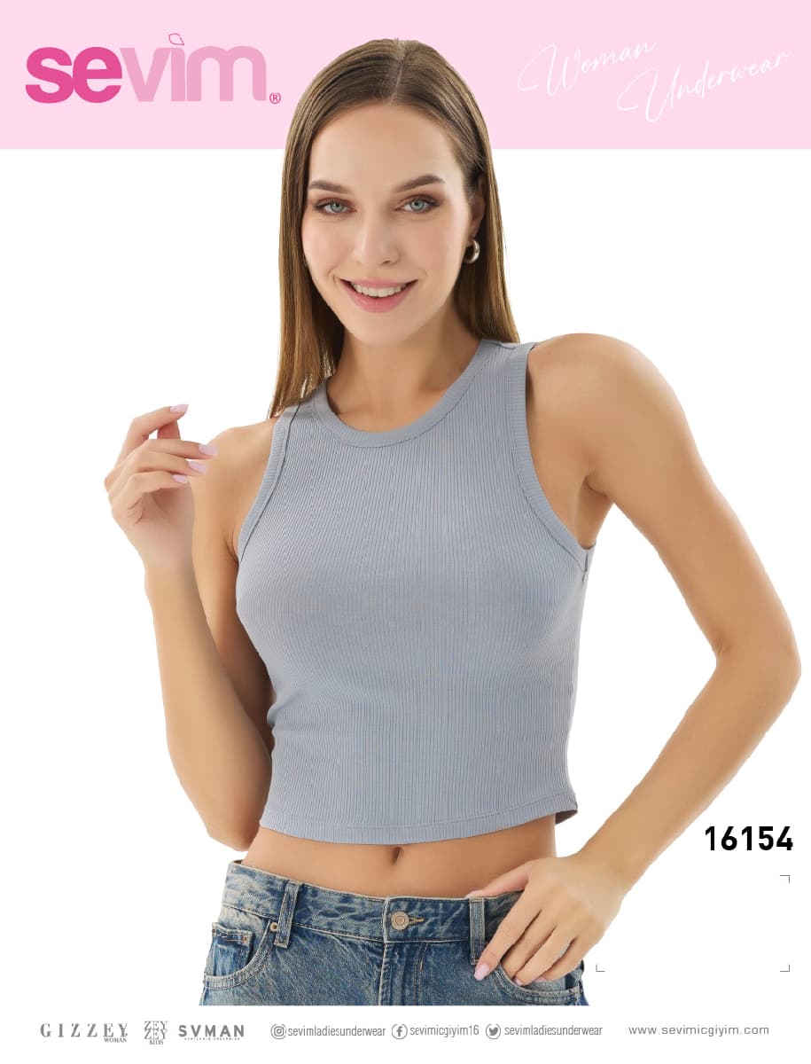 16154 Kadın Kaşkorse Kalın Askılı Crop