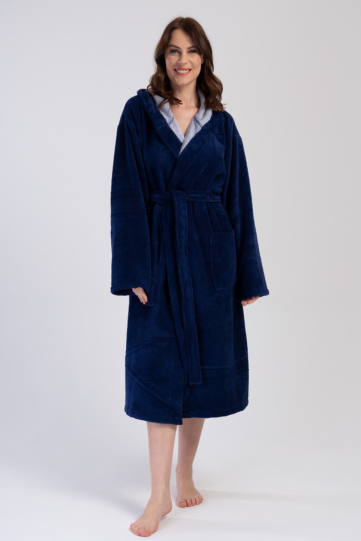 Woman Soft Hoodie Detail Bathrobe