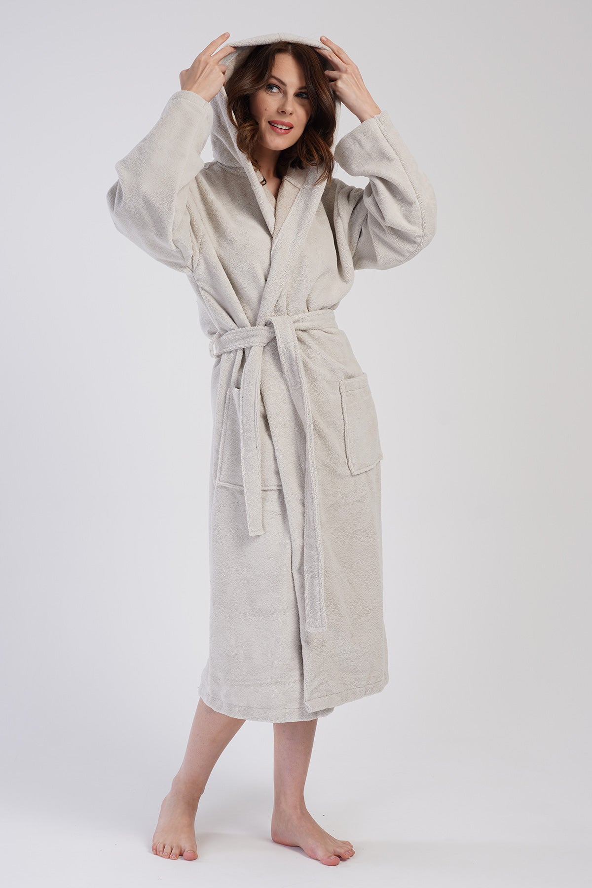 Woman Soft Hoodie Detail Bathrobe