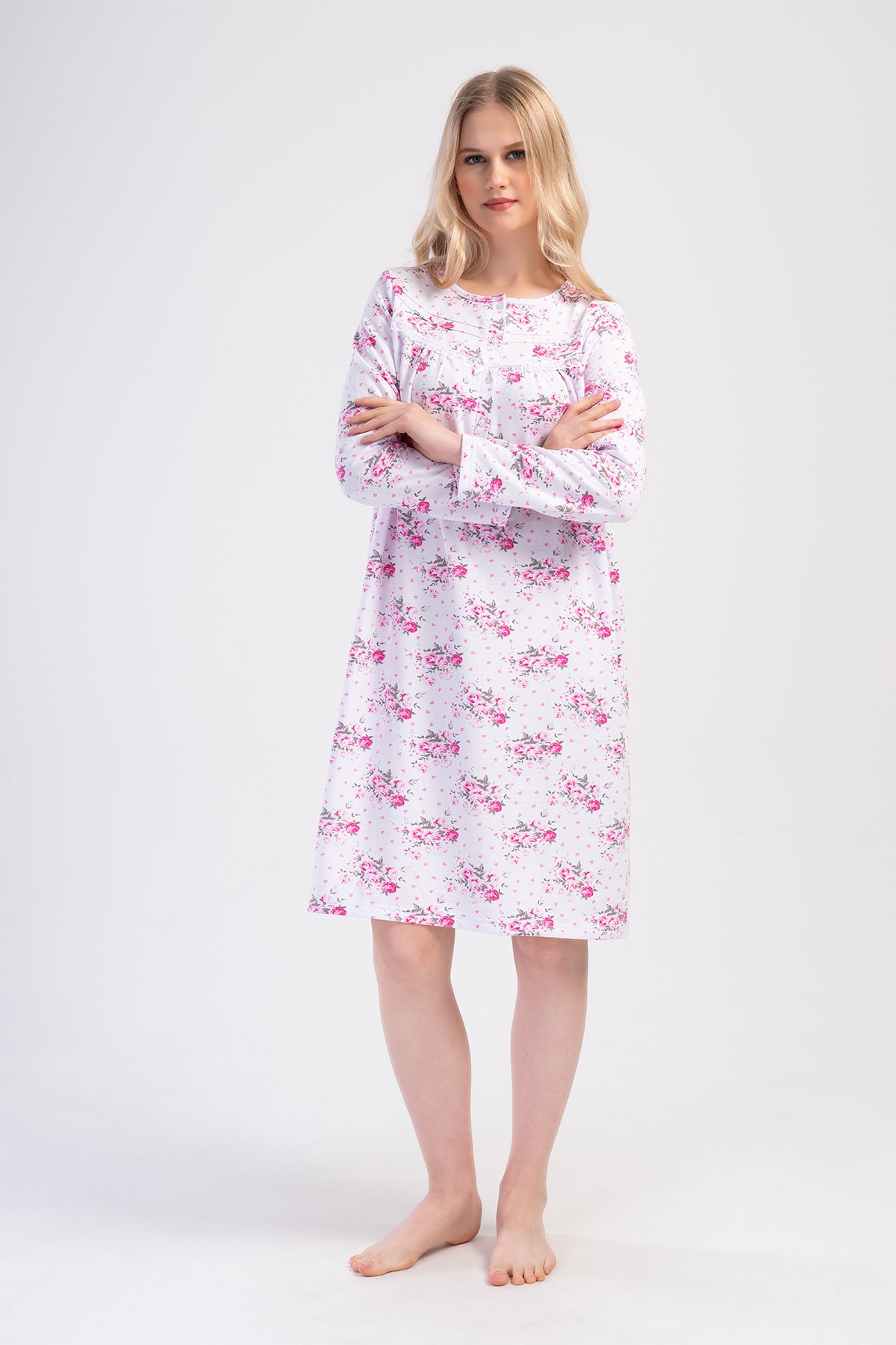 Woman Testa Cotton Grandma Nightgown