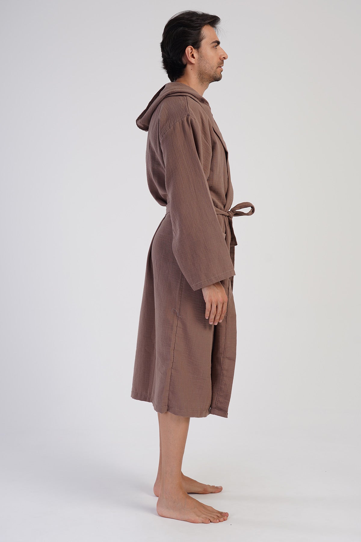 MUSLIN KAPSONLU UZUN BOY BAYAN BORNOZ