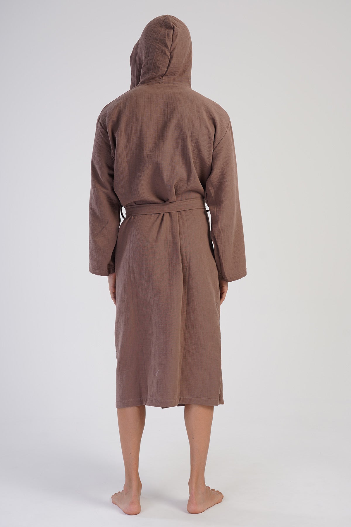 MUSLIN KAPSONLU UZUN BOY BAYAN BORNOZ