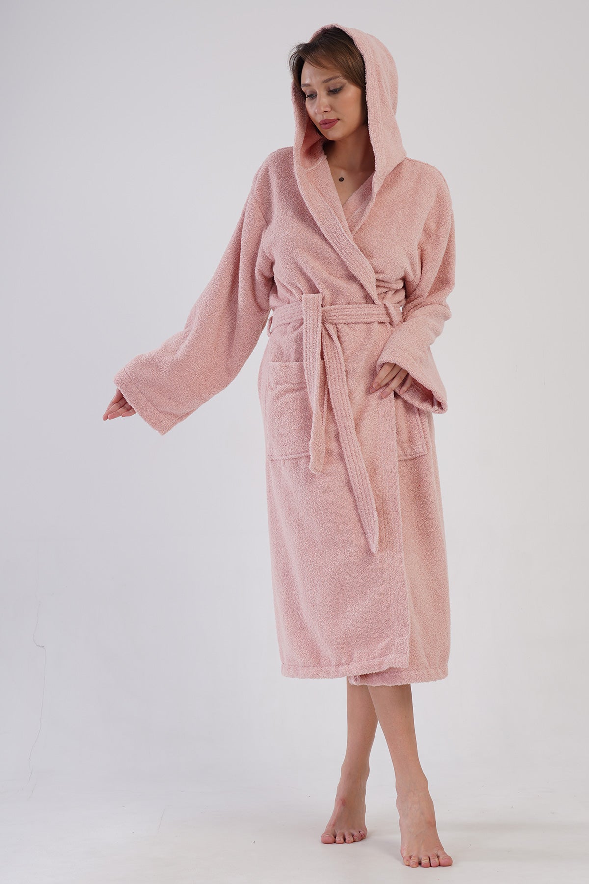 Woman Bukle Nare Hoodie Detail Bathrobe