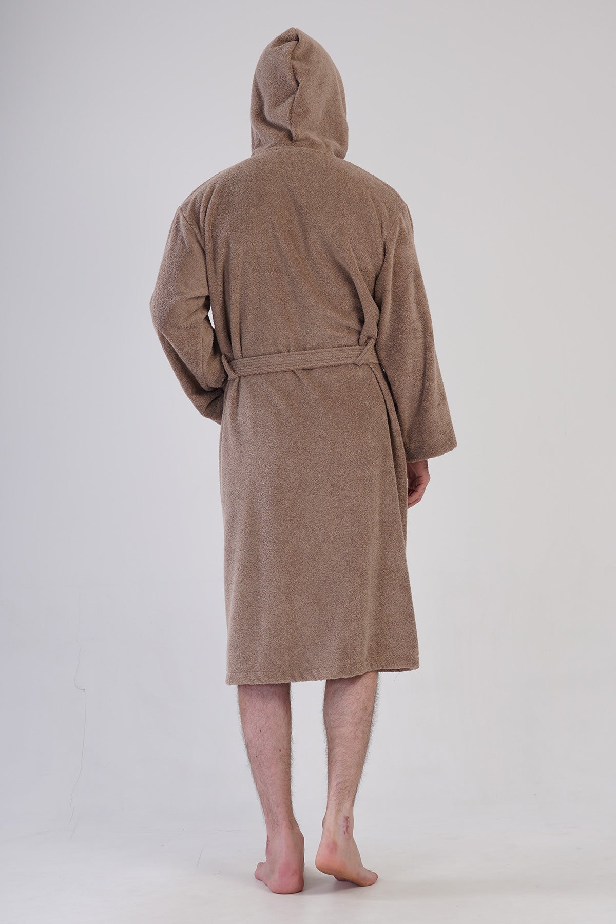 Man Bukle Brown Hoodie Detail Bathrobe