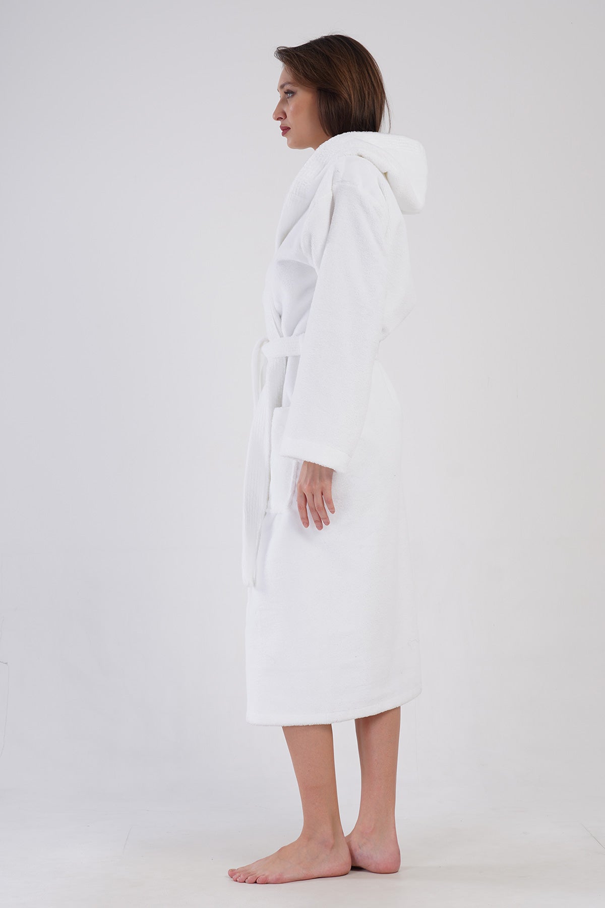 Woman Triga White Hoodie Detail Bathrobe