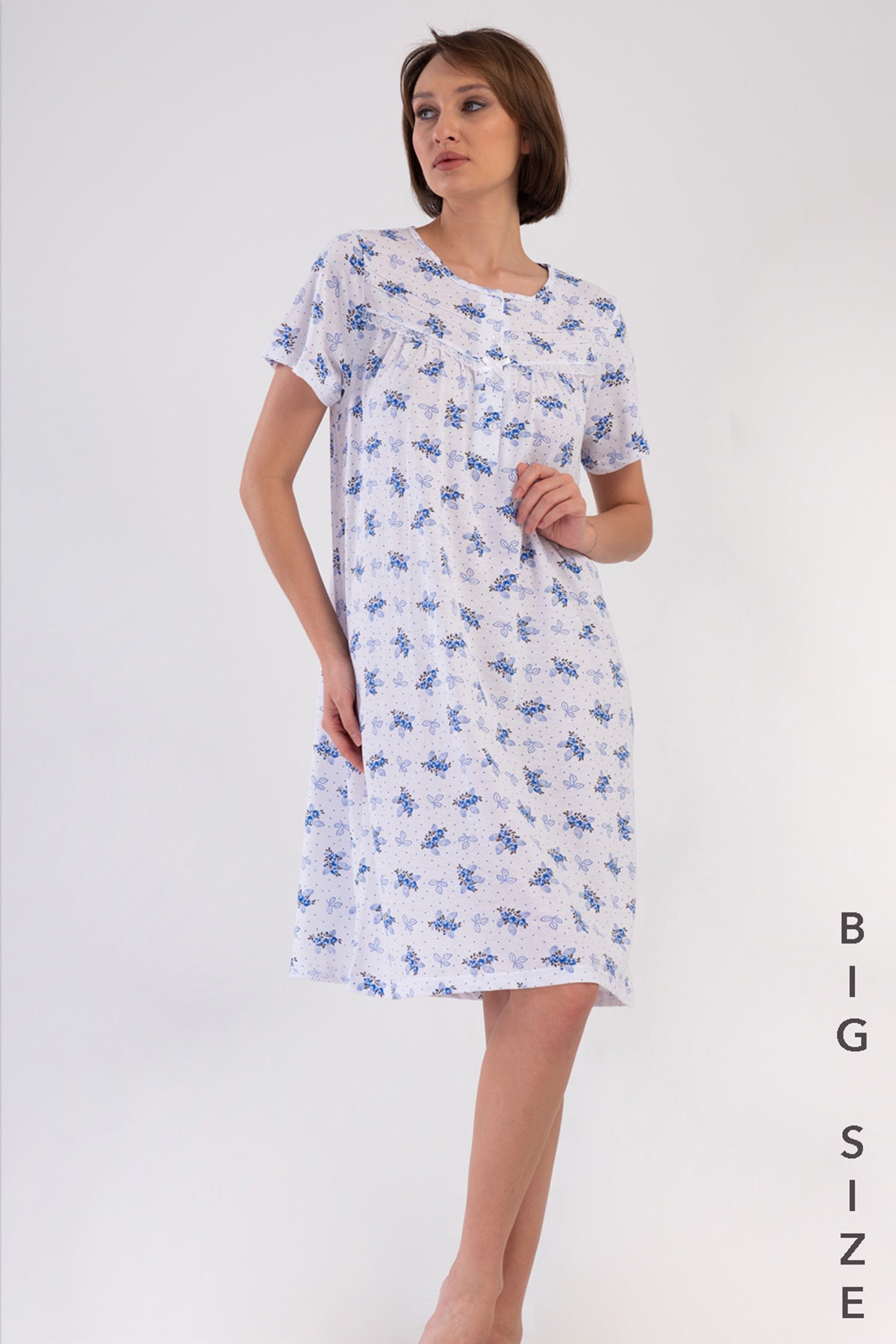 Woman Cotton Big Size Sayen Grandma Nightgown