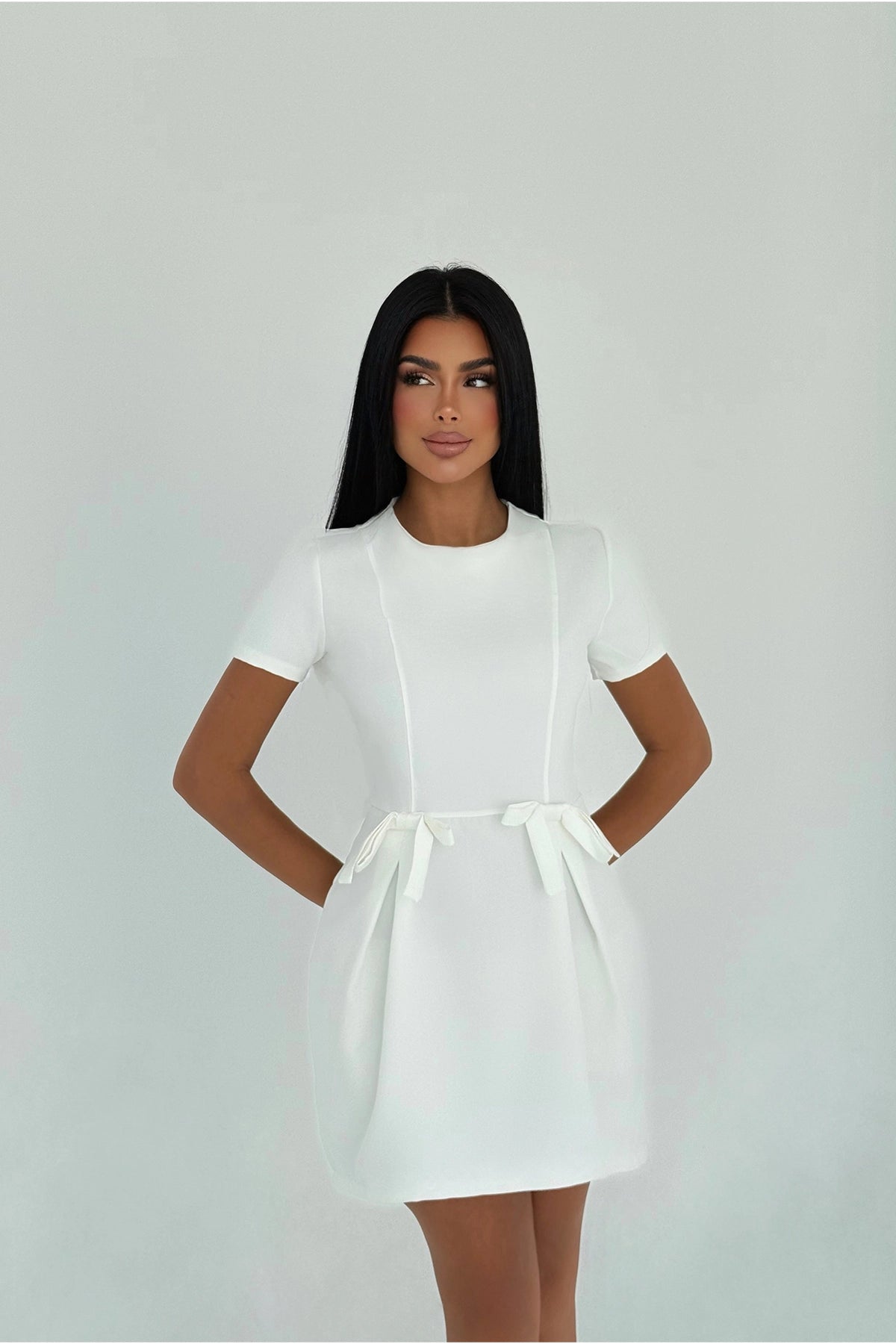 Beyaz Basic Mini Elbise