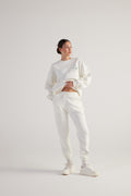 3-Thread Brushed Elastic Cuff Fine Sweatpants Ecru