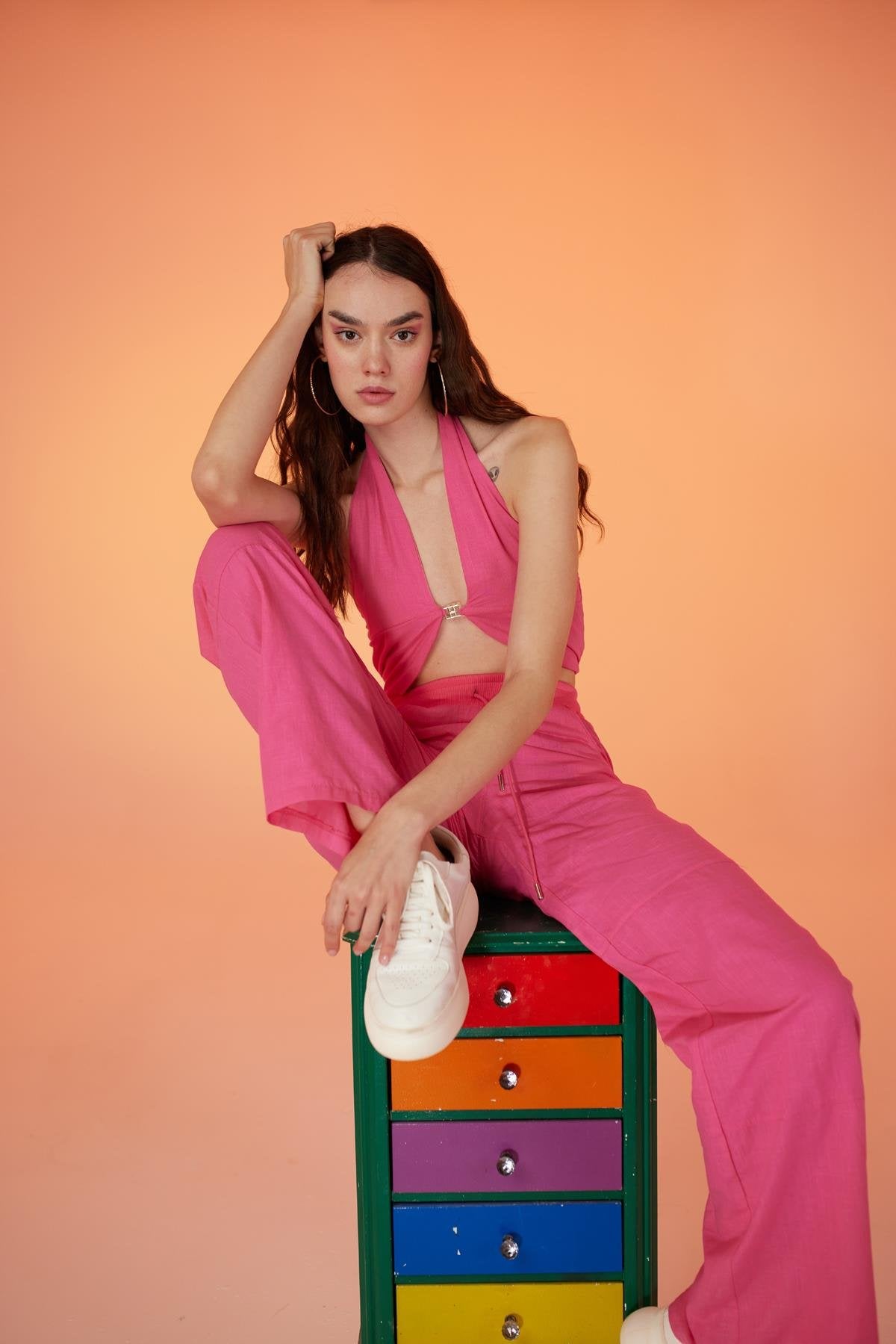 Rise Aksesuarlı Bluz Pembe Pembe L