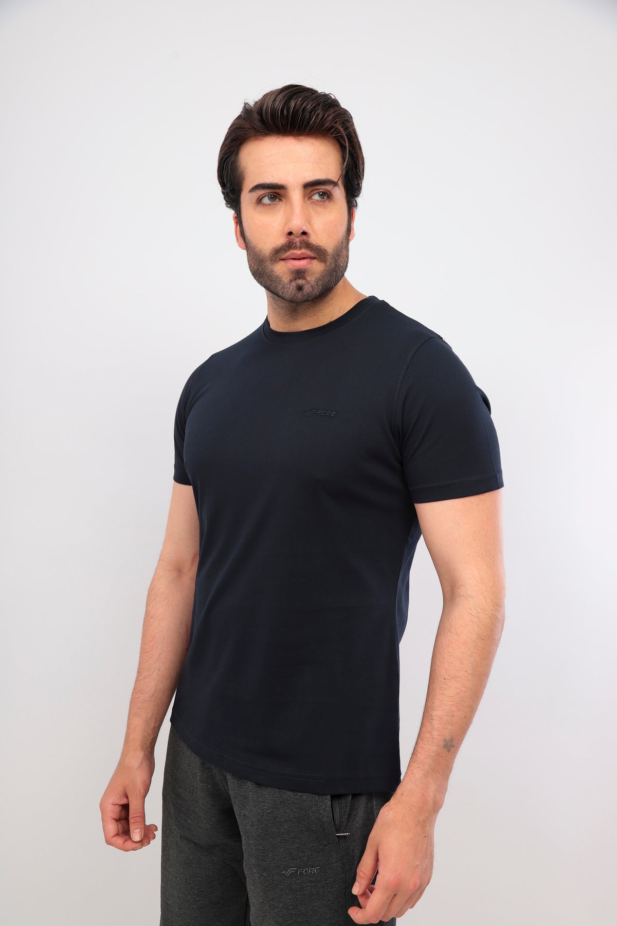 Erkek Lacivert Bisiklet Yaka T-shirt