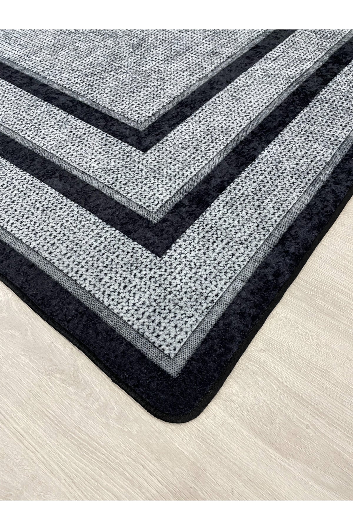 Kahve - Siyah - Hasır Jüt Sisal Bordürlü Görünümlü Dekoratif Halı
