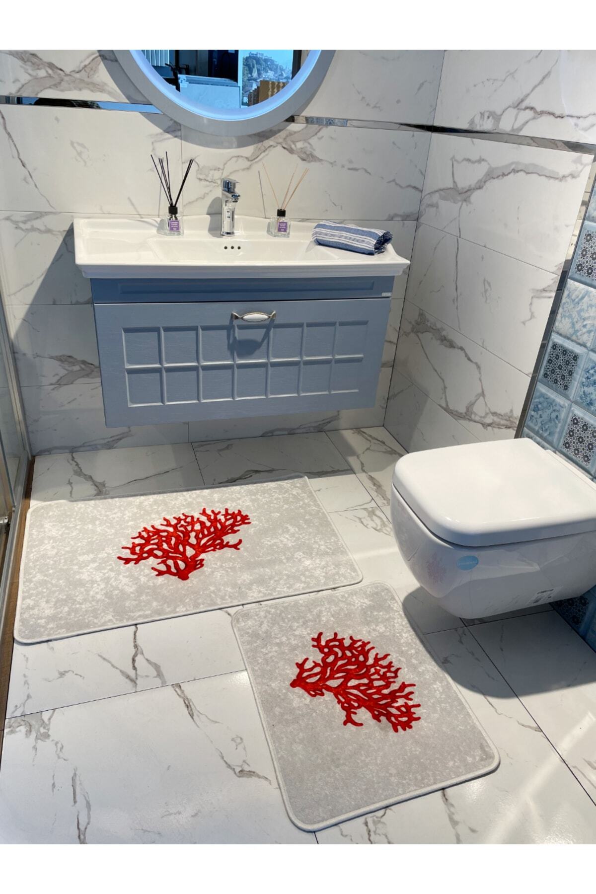 Mercan 2'li Lateks Taban Banyo Paspas Takımı (60X100 - 60X50) LACİVERT