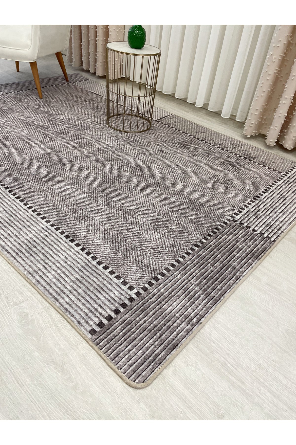 GRİ-SİYAH Jüt Sisal Görünüm Kaymaz Taban Yolluk Halı