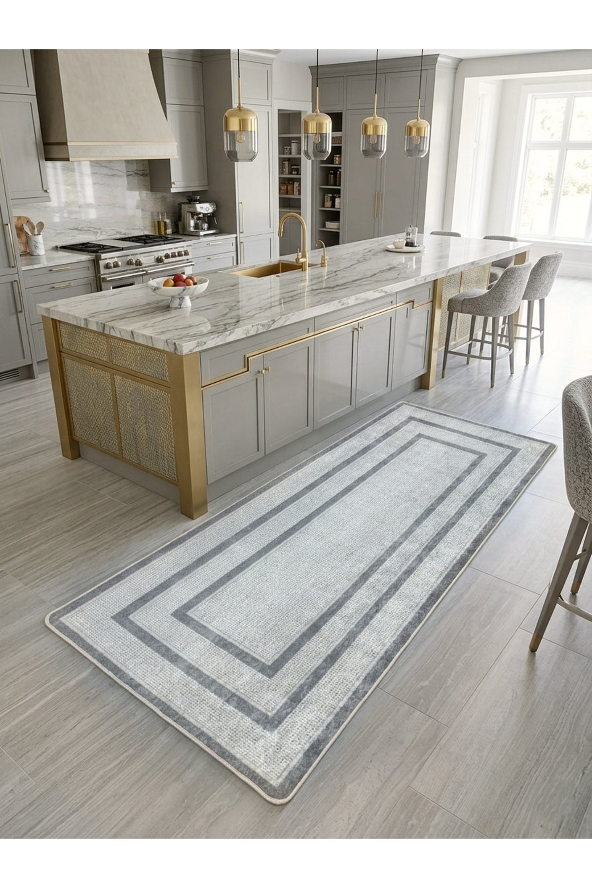 Hasır Jüt Sisal Görünümlü Bordürlü Modern Salon Yolluk Antre Halı