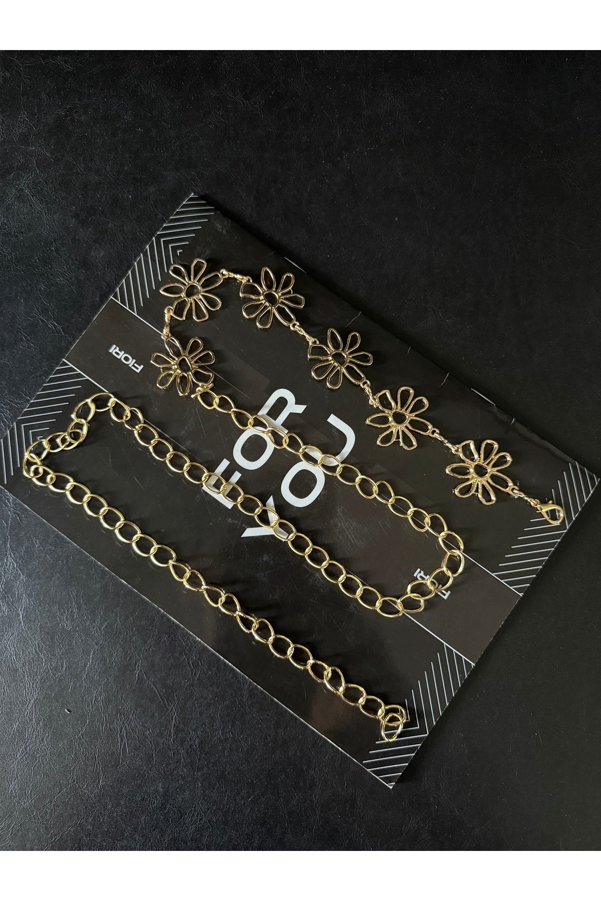 Papatya Gold Detaylı Kadın Bel Zinciri Bel Kemeri,Elbise Kemeri,Etek Kemeri,Pantolon Kemeri