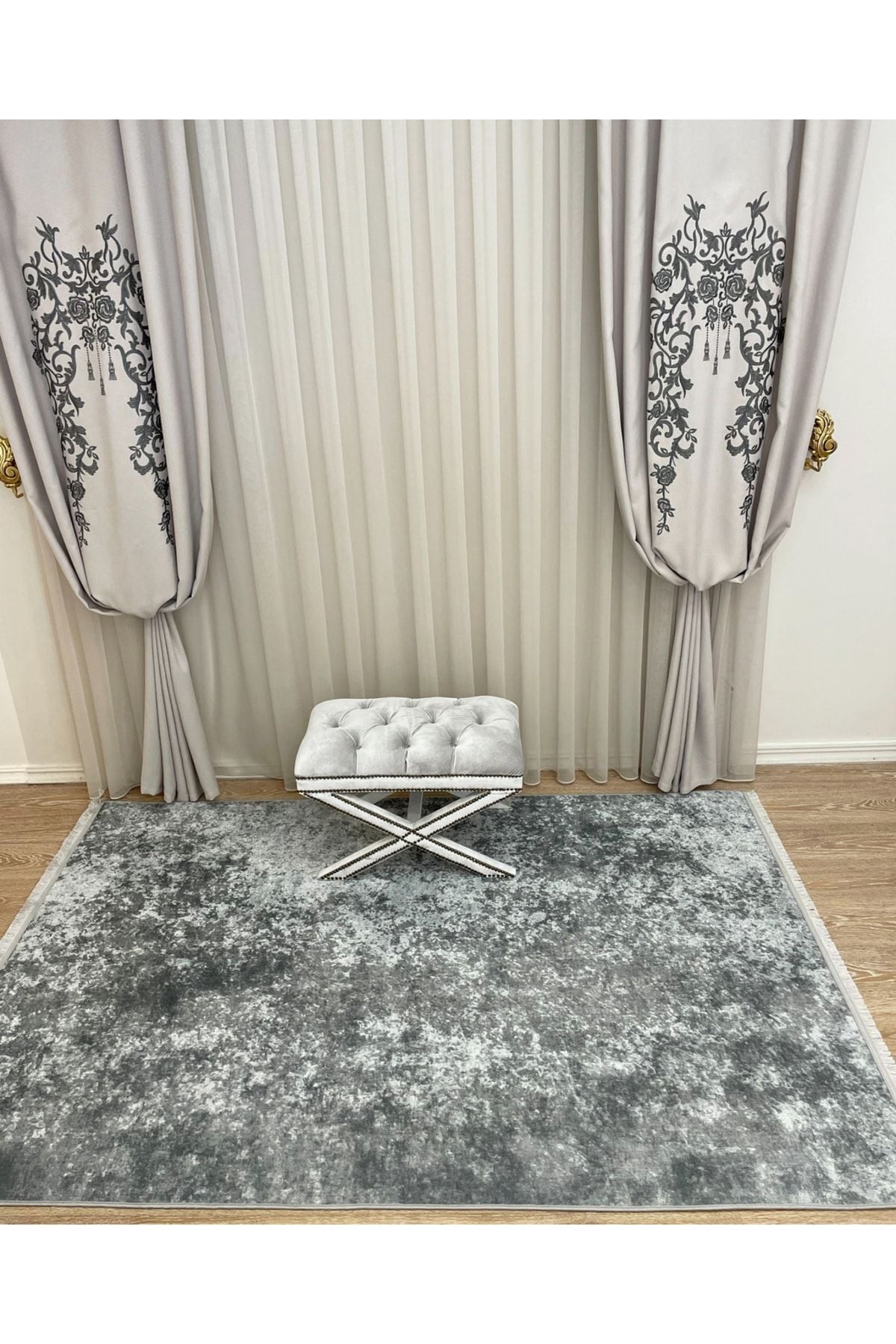 Düz Gri Lateks Modern Halı