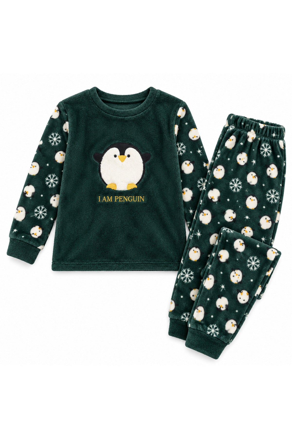 Kız ve erkek çocuk polar kışlık uzun kollu pijama takımı