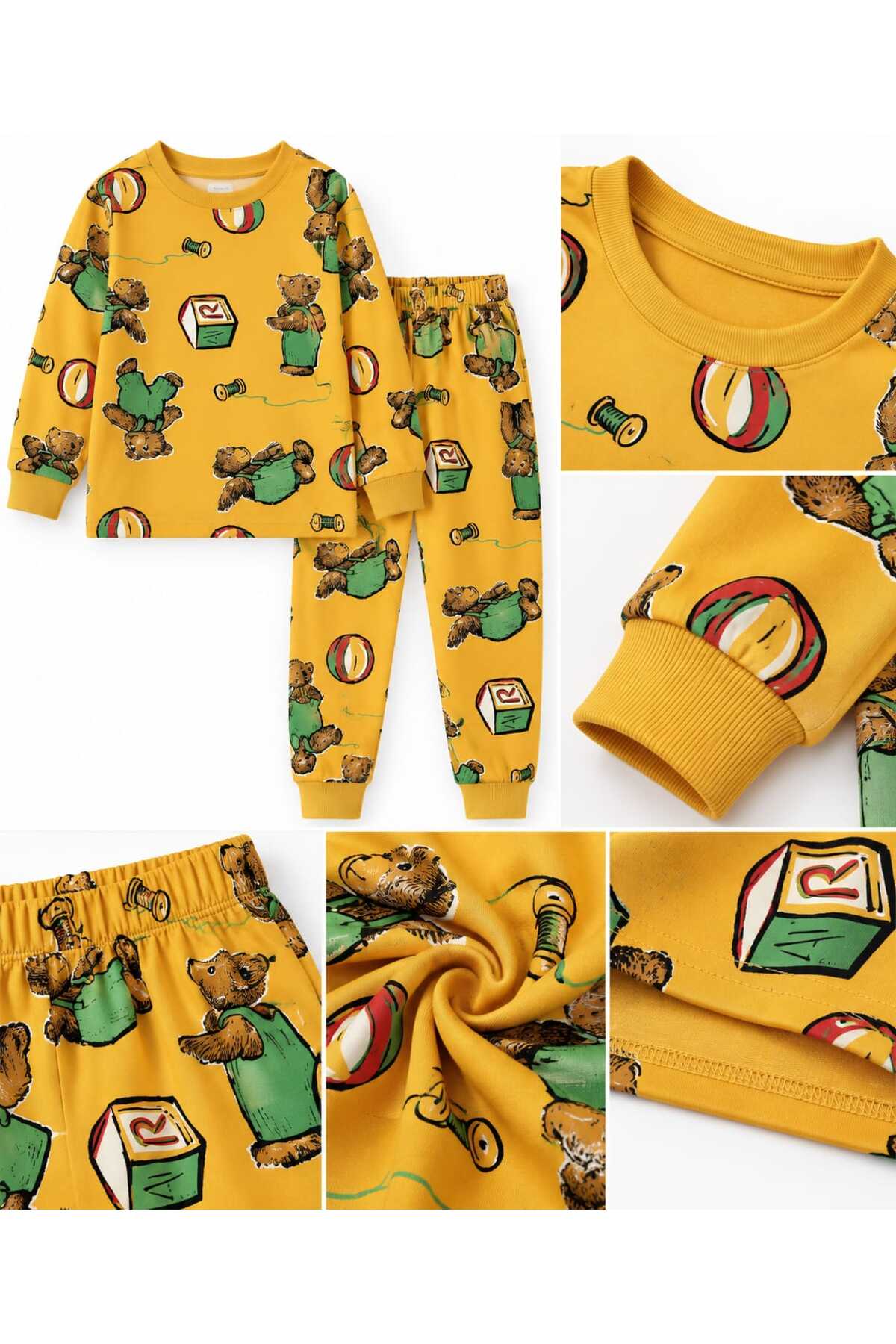 Erkek çocuk %100 pamuklu elmas Kids uzun kollu Pijama takımı
