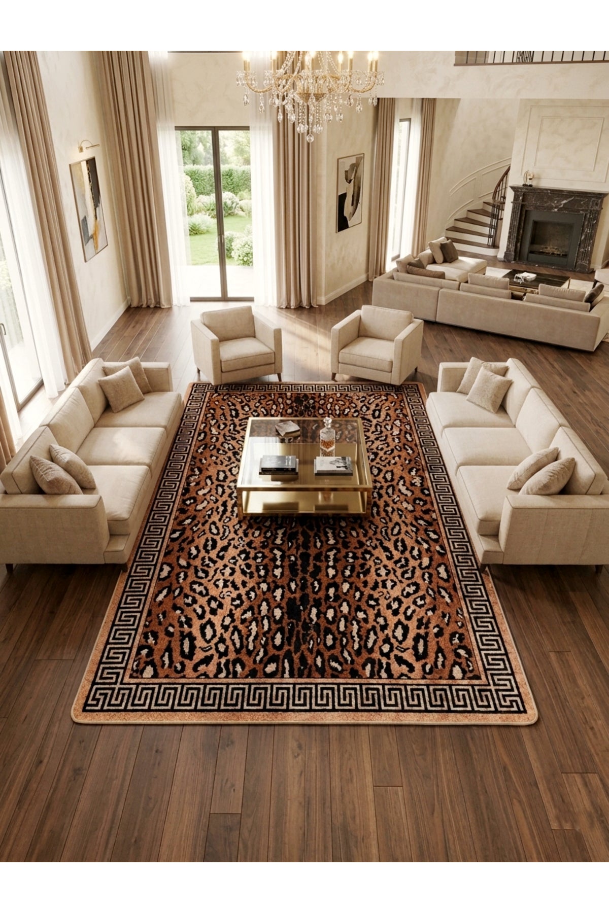 Leopar Desen Lateks Taban Salon Halısı