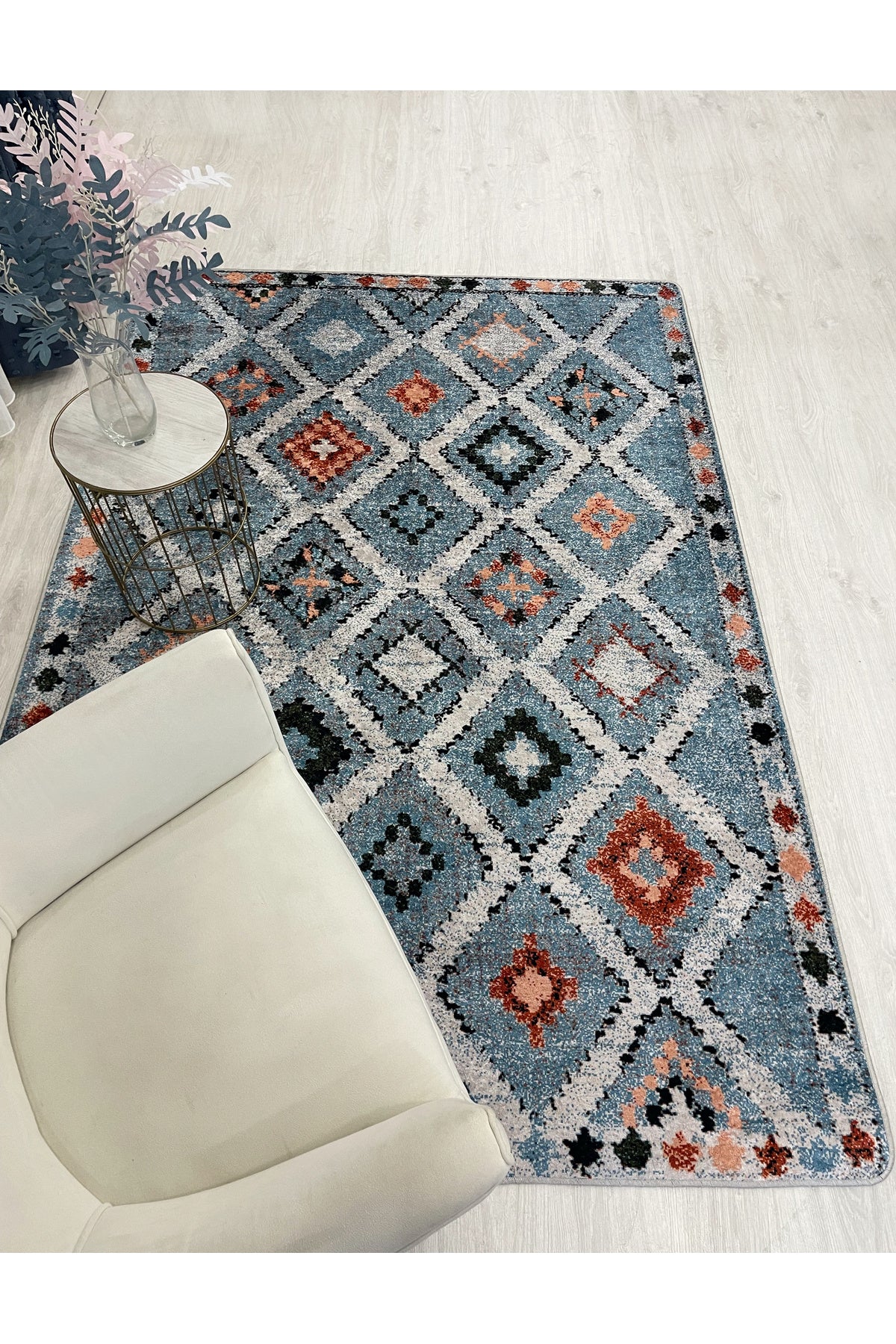 Kilim Motifli Bohem Kaymaz Taban Yolluk Halı