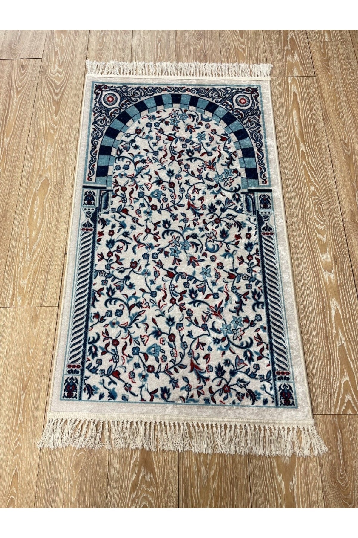 Seccade Saçaklı (lateks Taban) 75x125 Ebat - Mavi