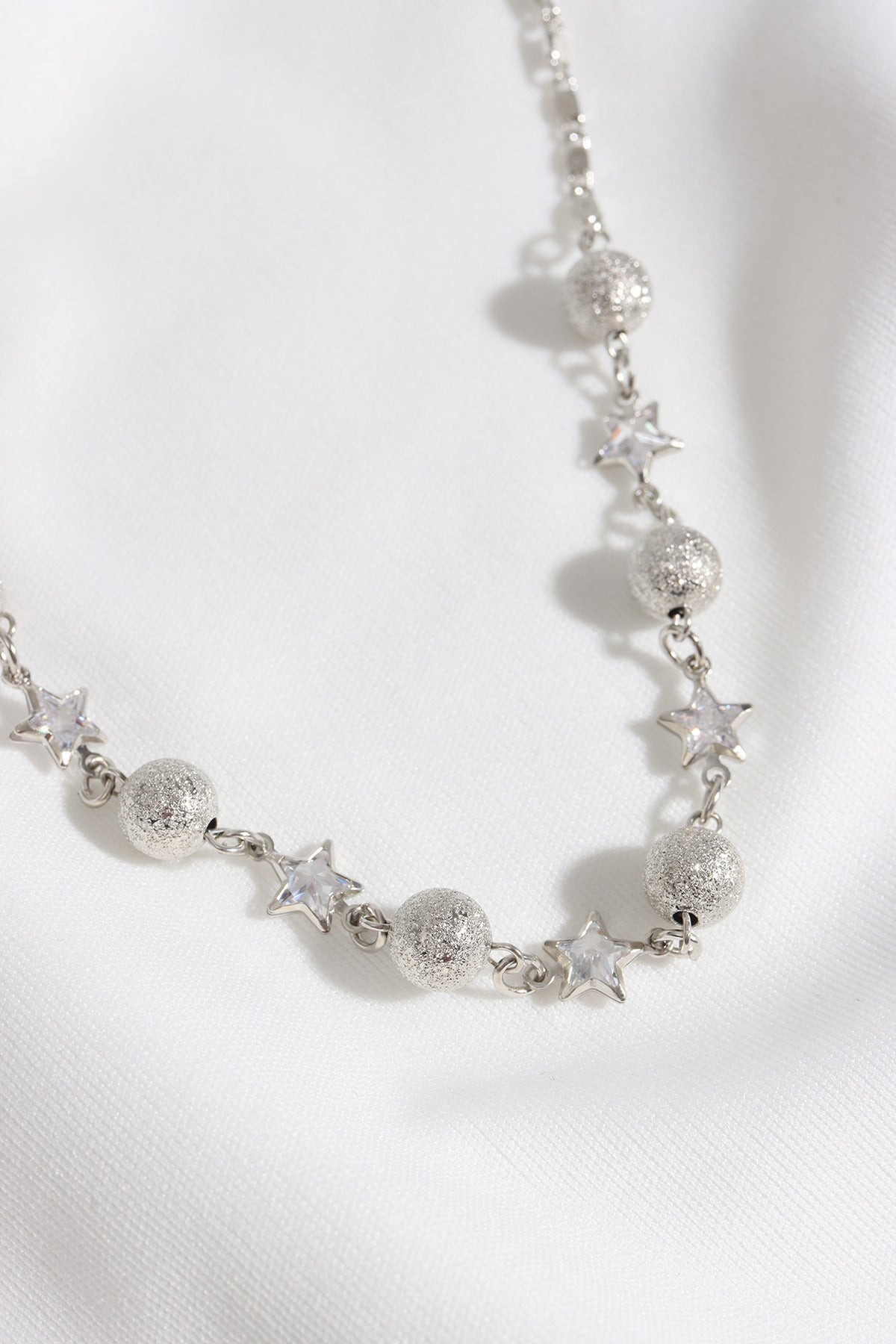 Yildiz Taşli TOP Detay Silver Kolye