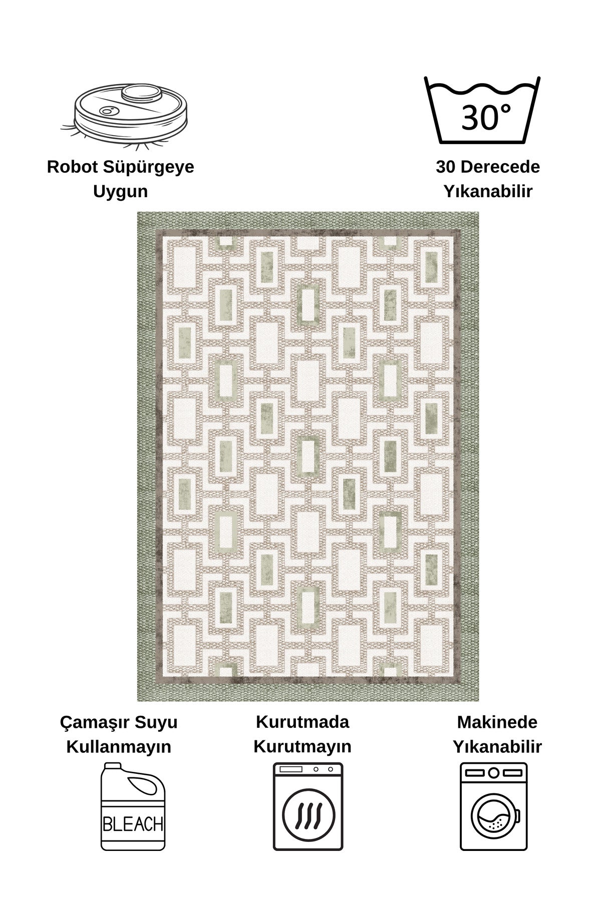 Geometrik Desen Modern Lateks Taban Salon Yolluk Antre Halı