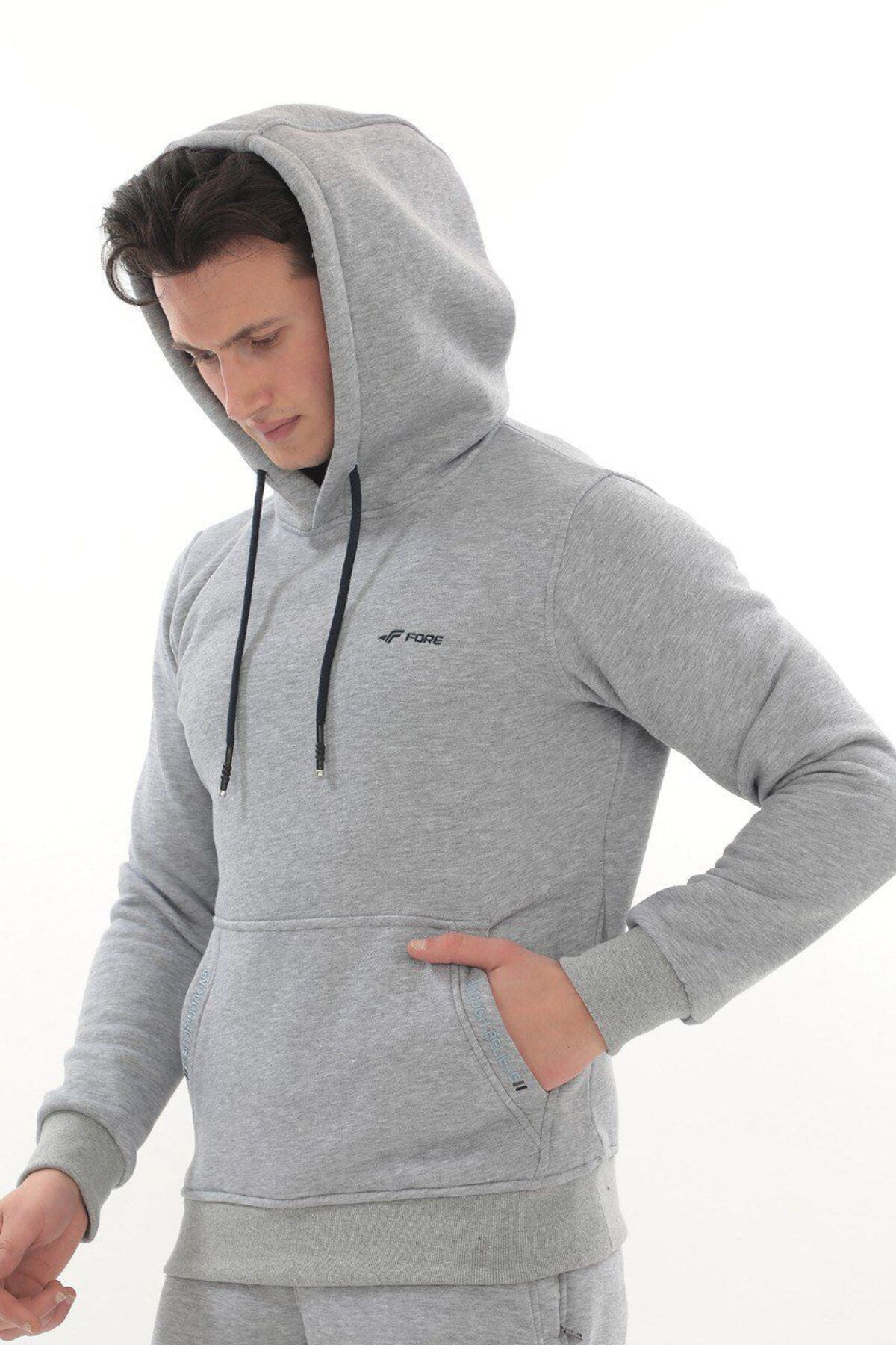 Kanguru Cepli Kapüşonlu 3 Iplik Kışlık Sweat Takım