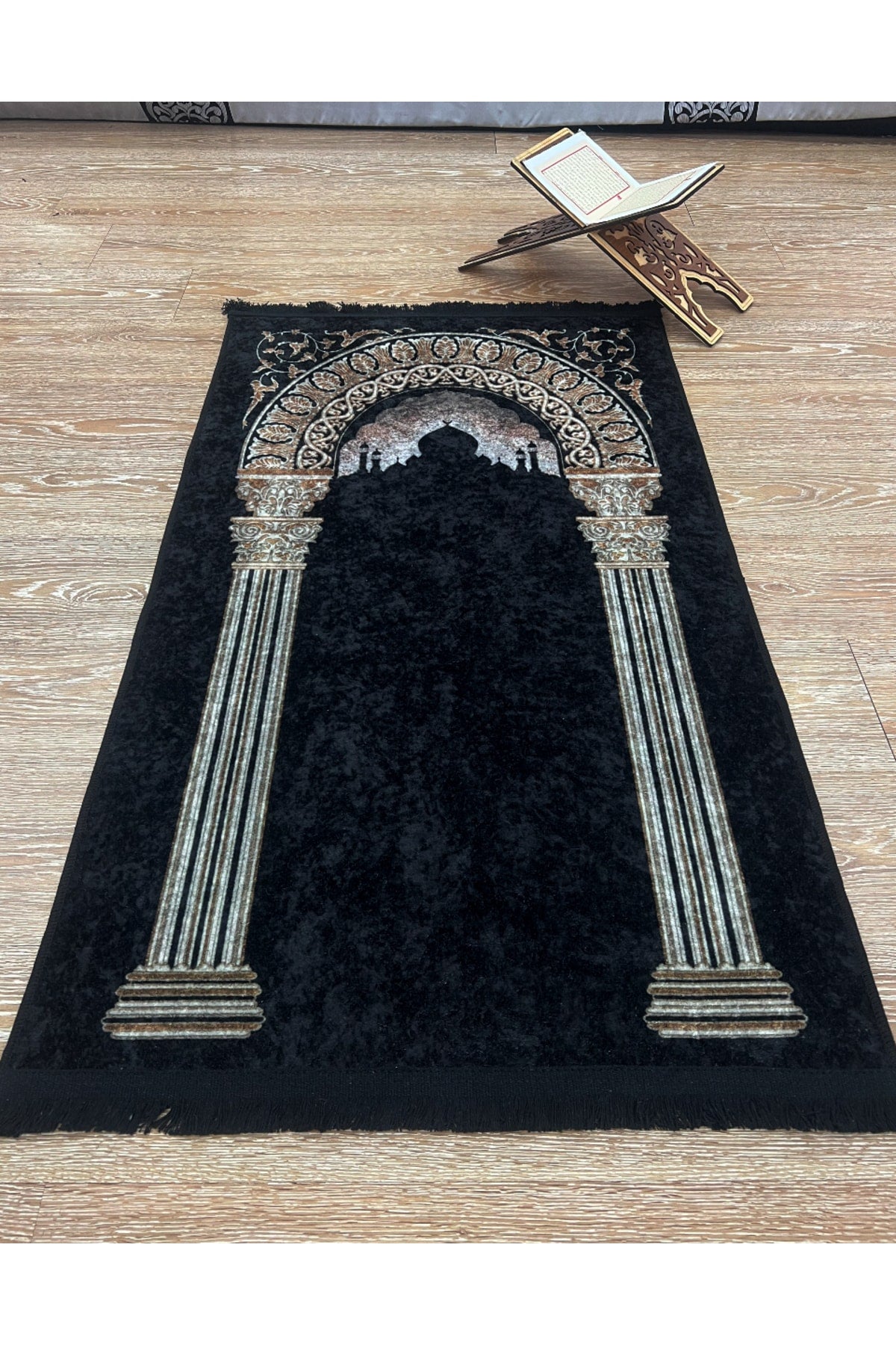 Seccade Saçaklı (lateks Taban) 75x125 Ebat - Siyah