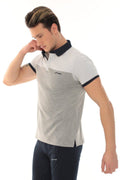 Men's Gray Navy Polo Collar T-shirt Set