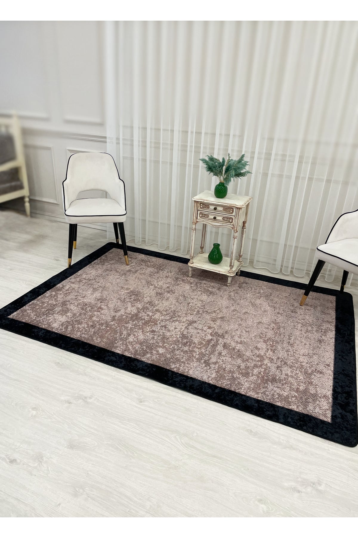 Jüt Görünümlü Yıkanabilir Kaymaz Taban Salon Halısı Mutfak Halısı Koridor Halısı - Kahve - Bej