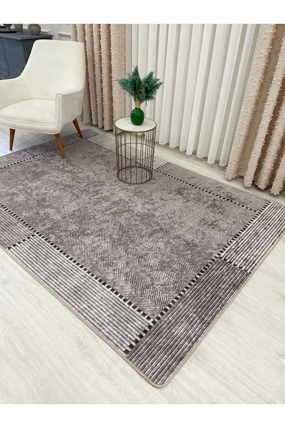 GRİ-SİYAH Jüt Sisal Görünüm Kaymaz Taban Yolluk Halı